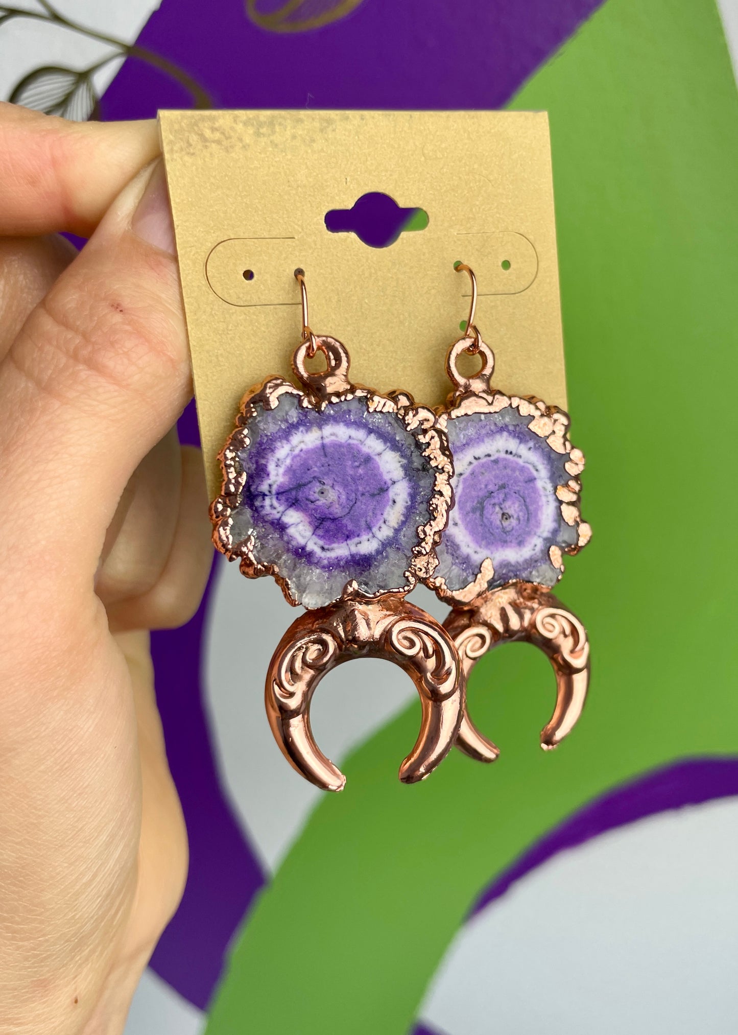 Solar Moon Earrings: Solar Quartz