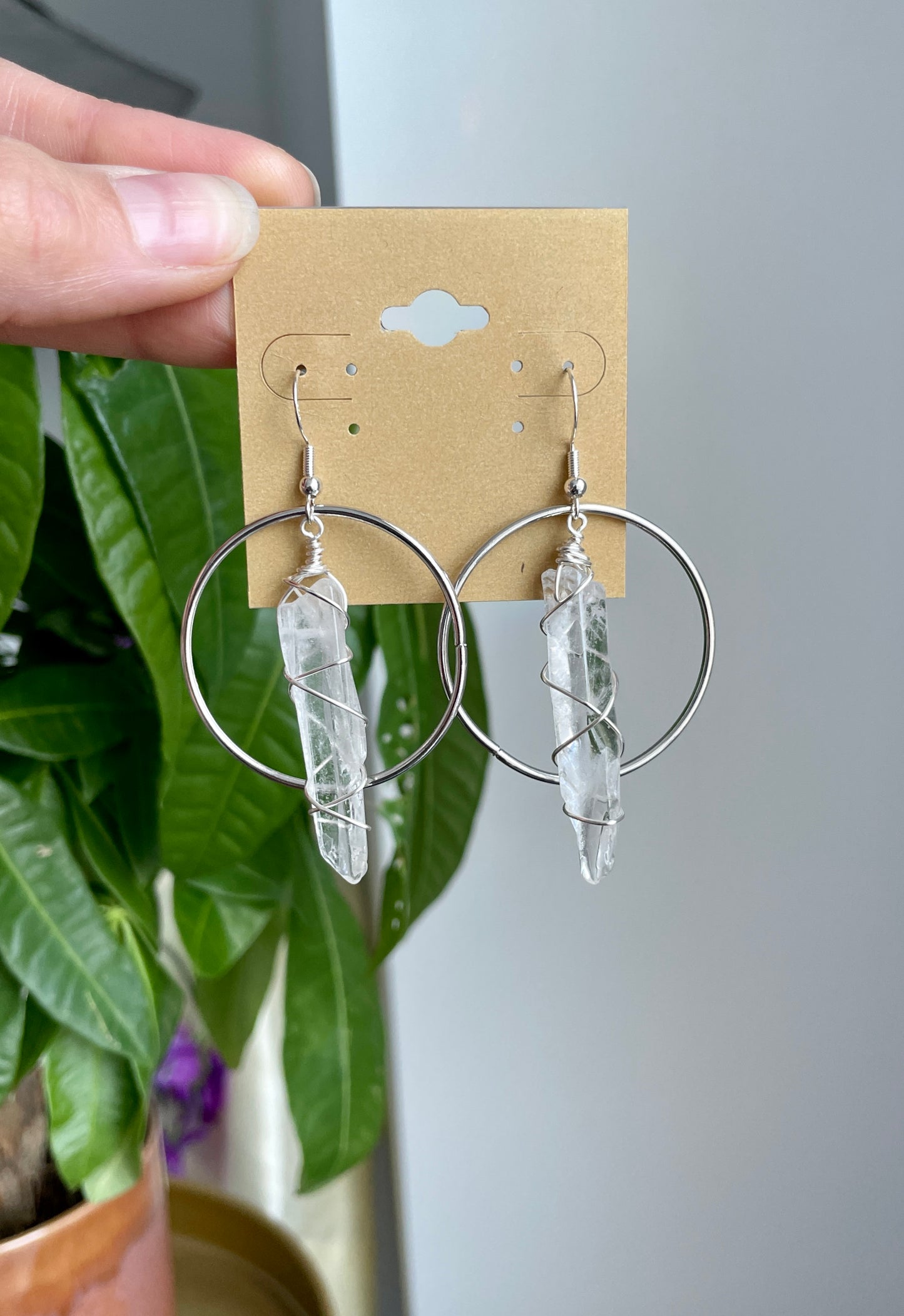 Clear Quartz Hippie Basics: Hoop Earrings