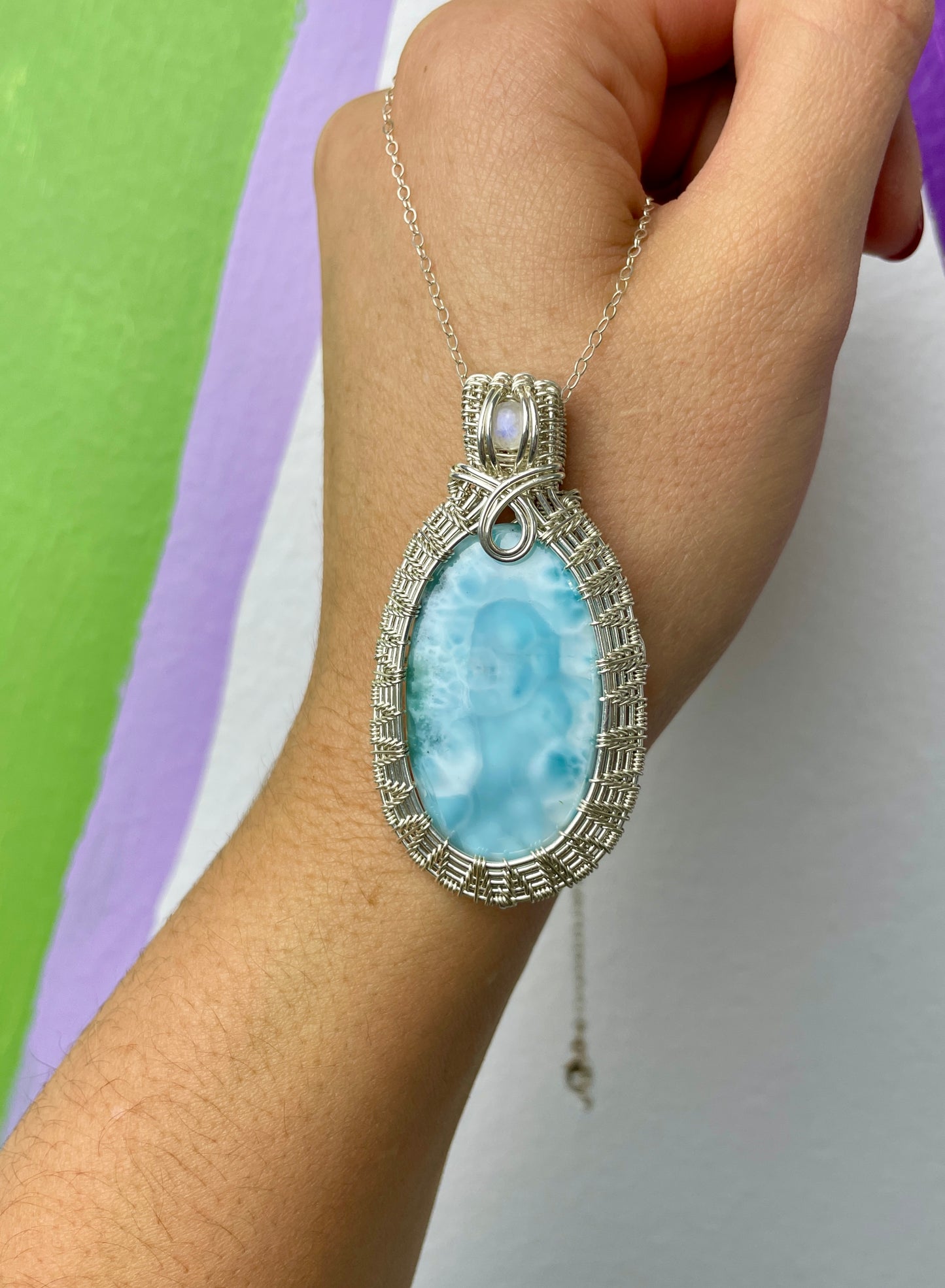 Larimar & Moonstone : Sterling Silver Necklace