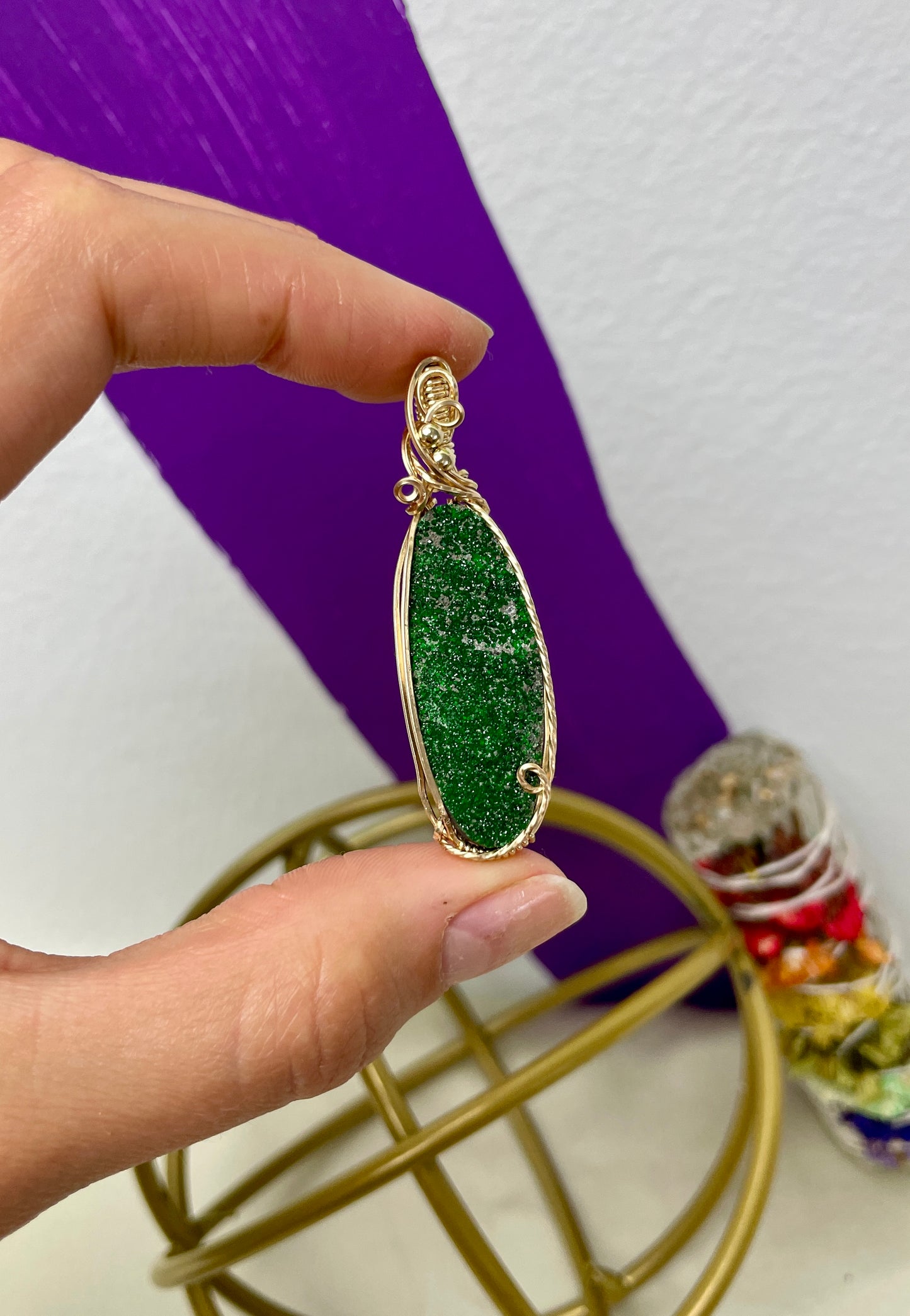 Uvarovite, Green Garnet: 14k Gold Filled