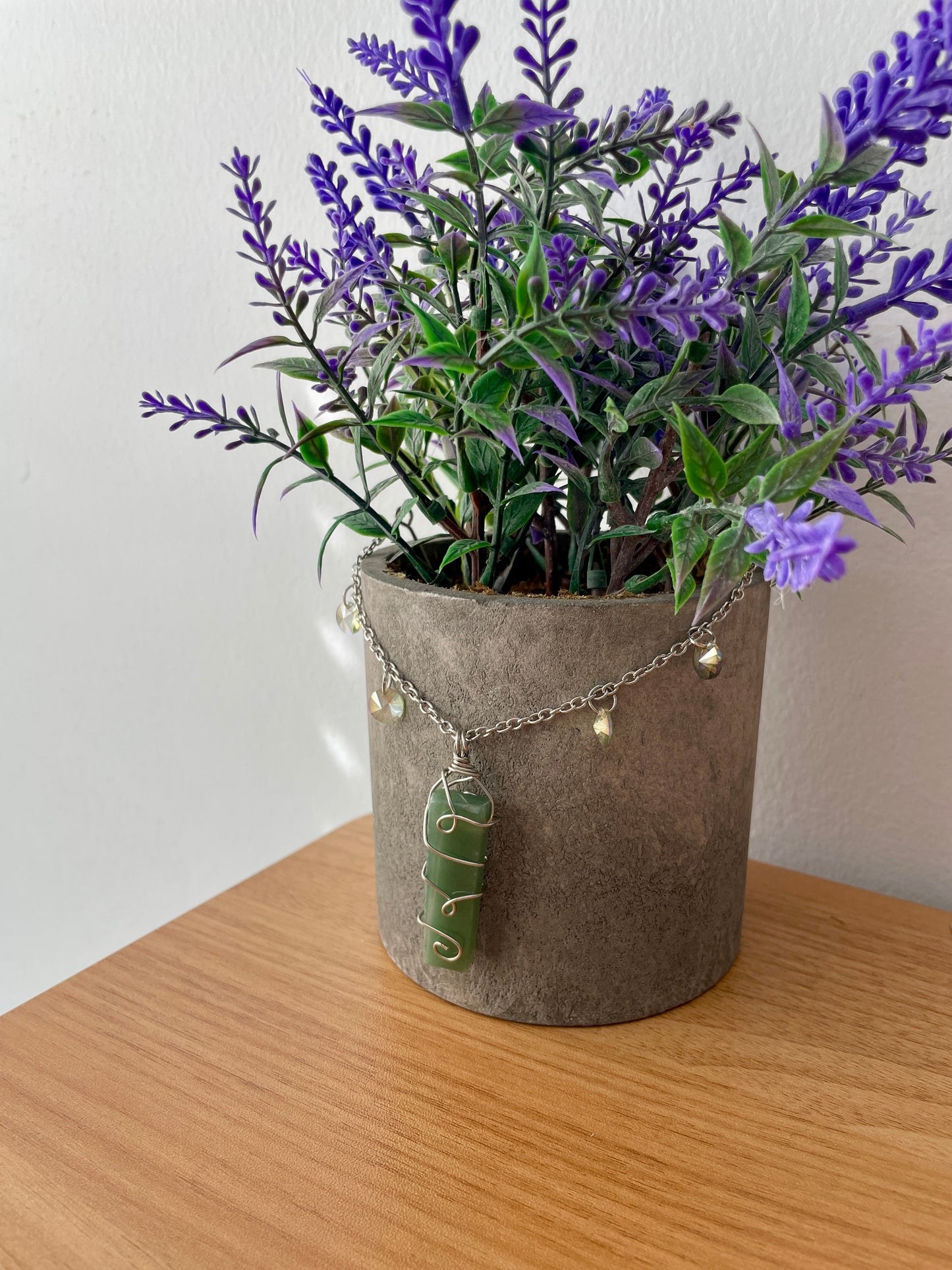 Green Aventurine Sparkle Plant Pot Necklace