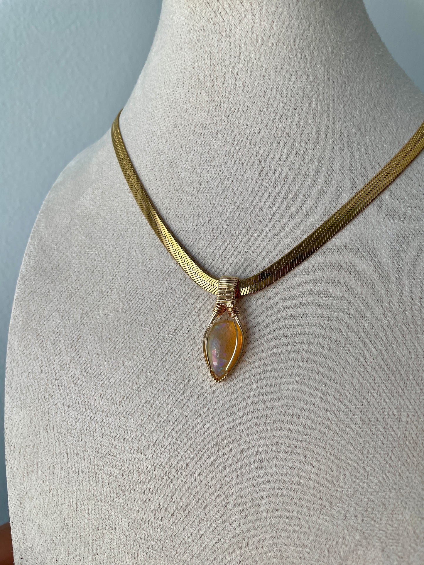 Solar Bloom Pendant – Ethiopian Opal in Gold Fill