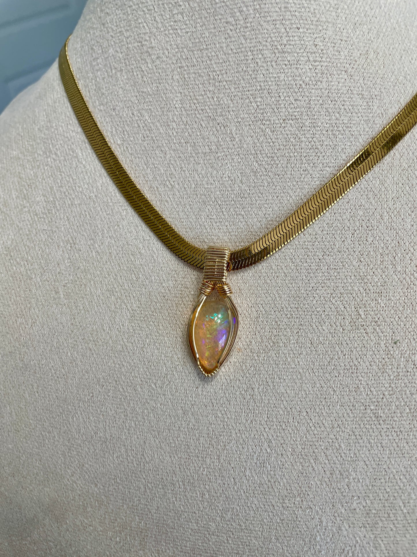 Solar Bloom Pendant – Ethiopian Opal in Gold Fill