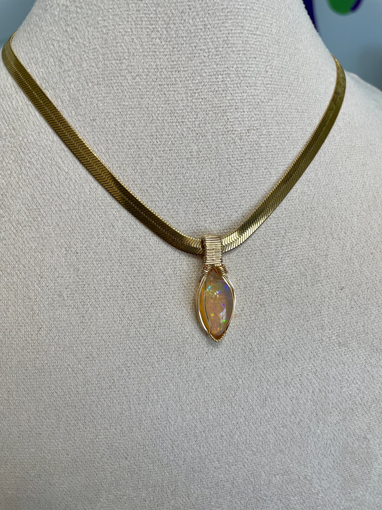Solar Bloom Pendant – Ethiopian Opal in Gold Fill