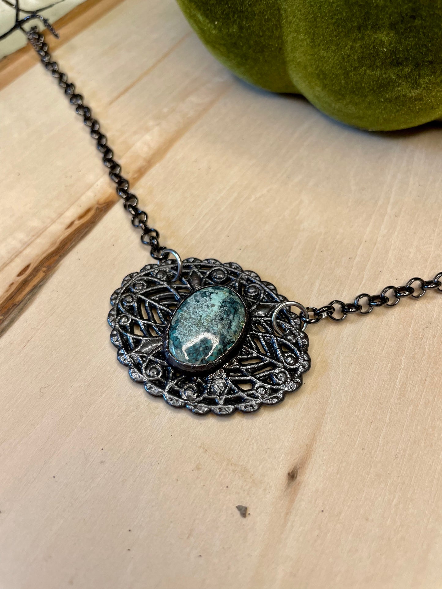 Dark Lacy African Turquoise Choker