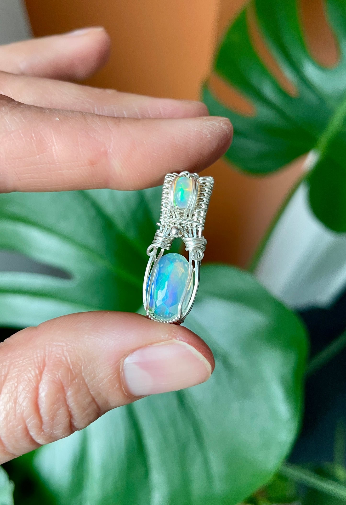 Double Opal Micro Blue: Sterling Silver