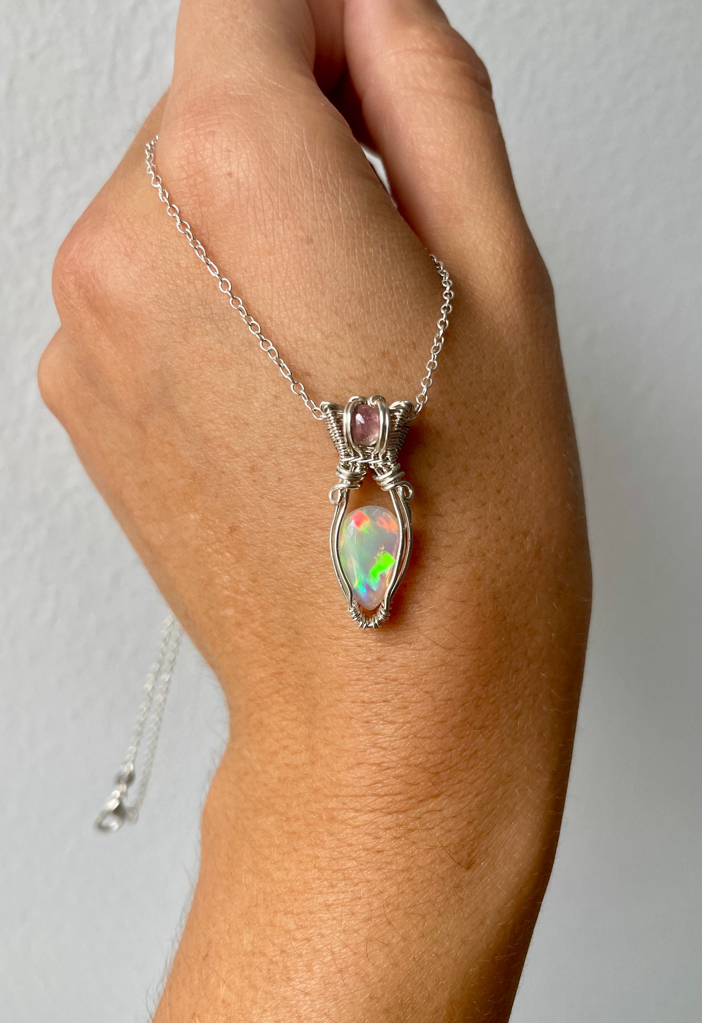 Opal & Watermelon Tourmaline Micro: Sterling Silver