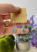 Load image into Gallery viewer, Turquoise Hoops Medium: Sterling Silver
