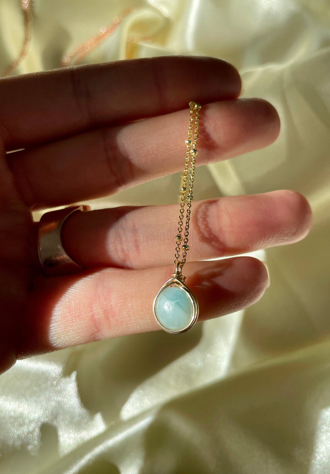 Larimar Layering Necklace: 14k Yellow Gold Filled