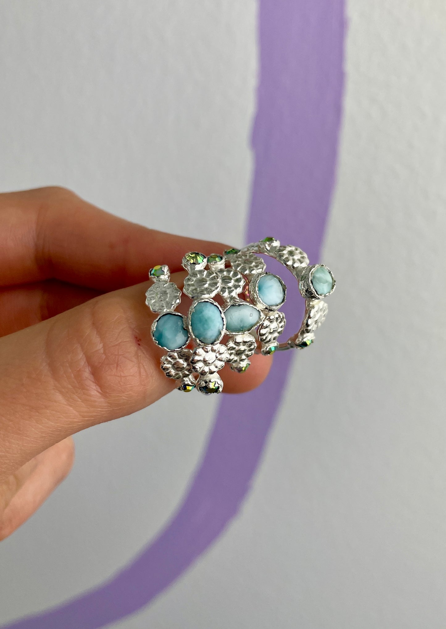 Larimar Spring Rings: Silver