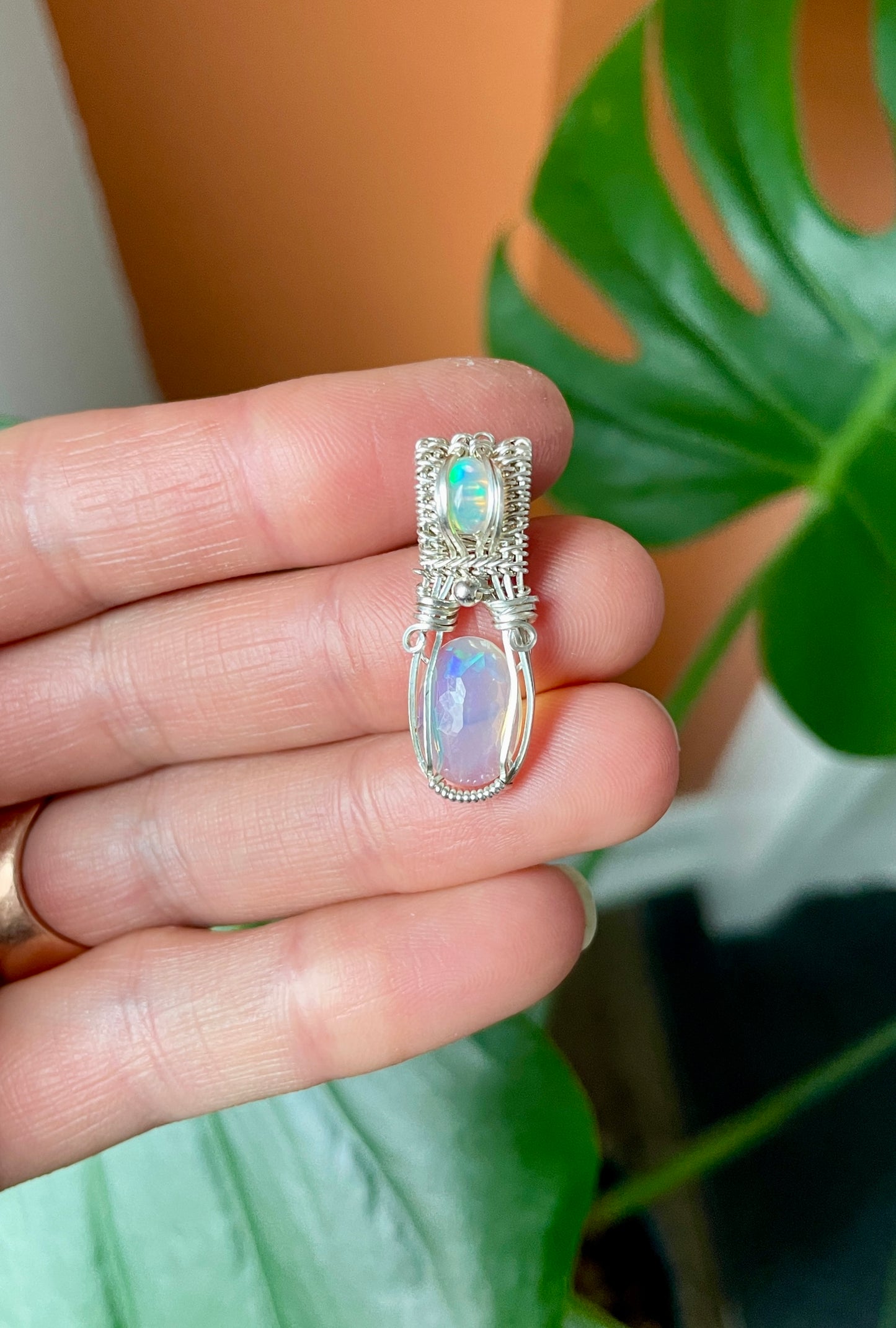 Double Opal Micro Blue: Sterling Silver