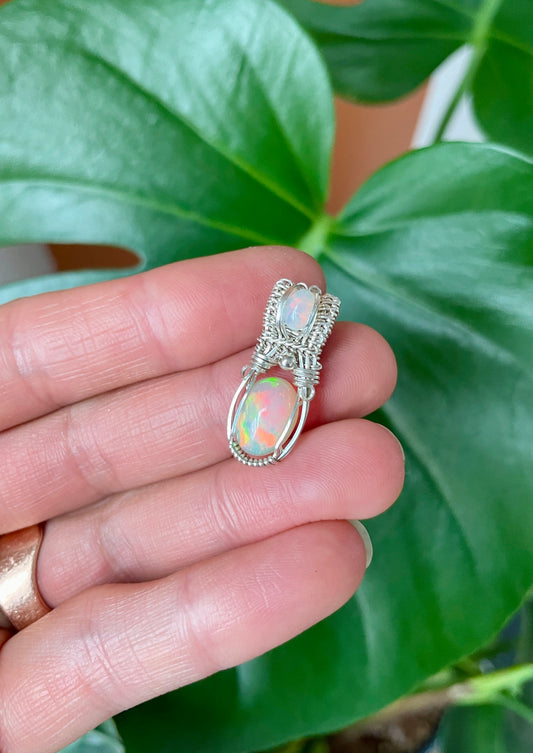 Double Opal Micro Green: Sterling Silver
