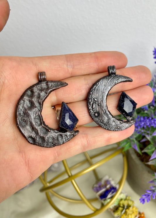 Large Hand Sculpted Crescent Moon Necklaces