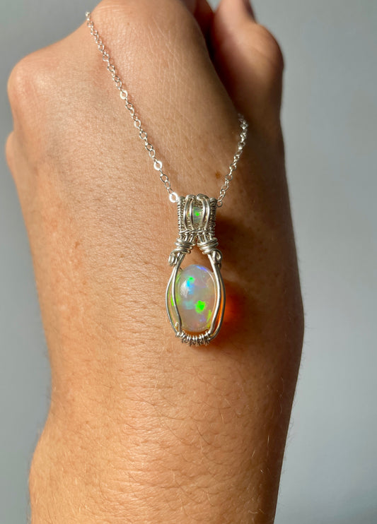 Double Opal Micro Geen & Blue: Sterling Silver