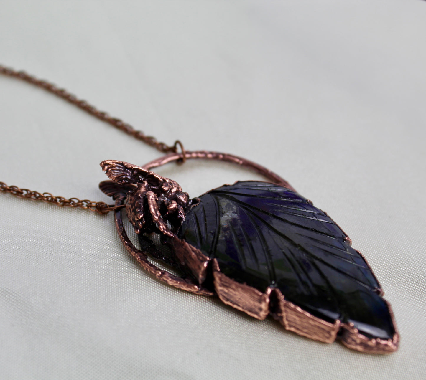 Wonderlust Bee Necklace | Electroformed Labradorite in Antique Copper