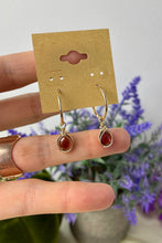 Load image into Gallery viewer, Garnet Hoops Small: 14k Gold Filled
