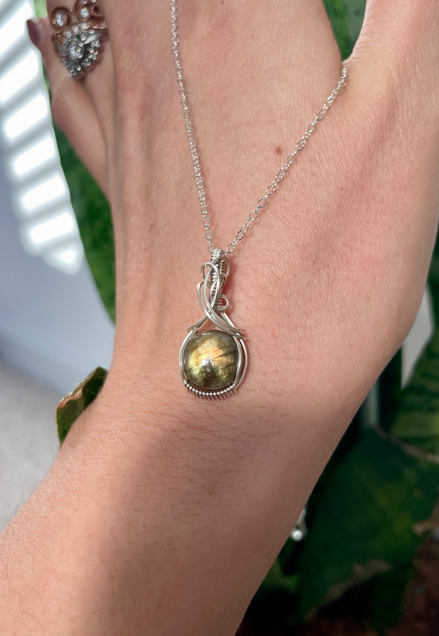 Courage to Clear: Golden Orange Flash Labradorite Micro Necklace in Sterling Silver
