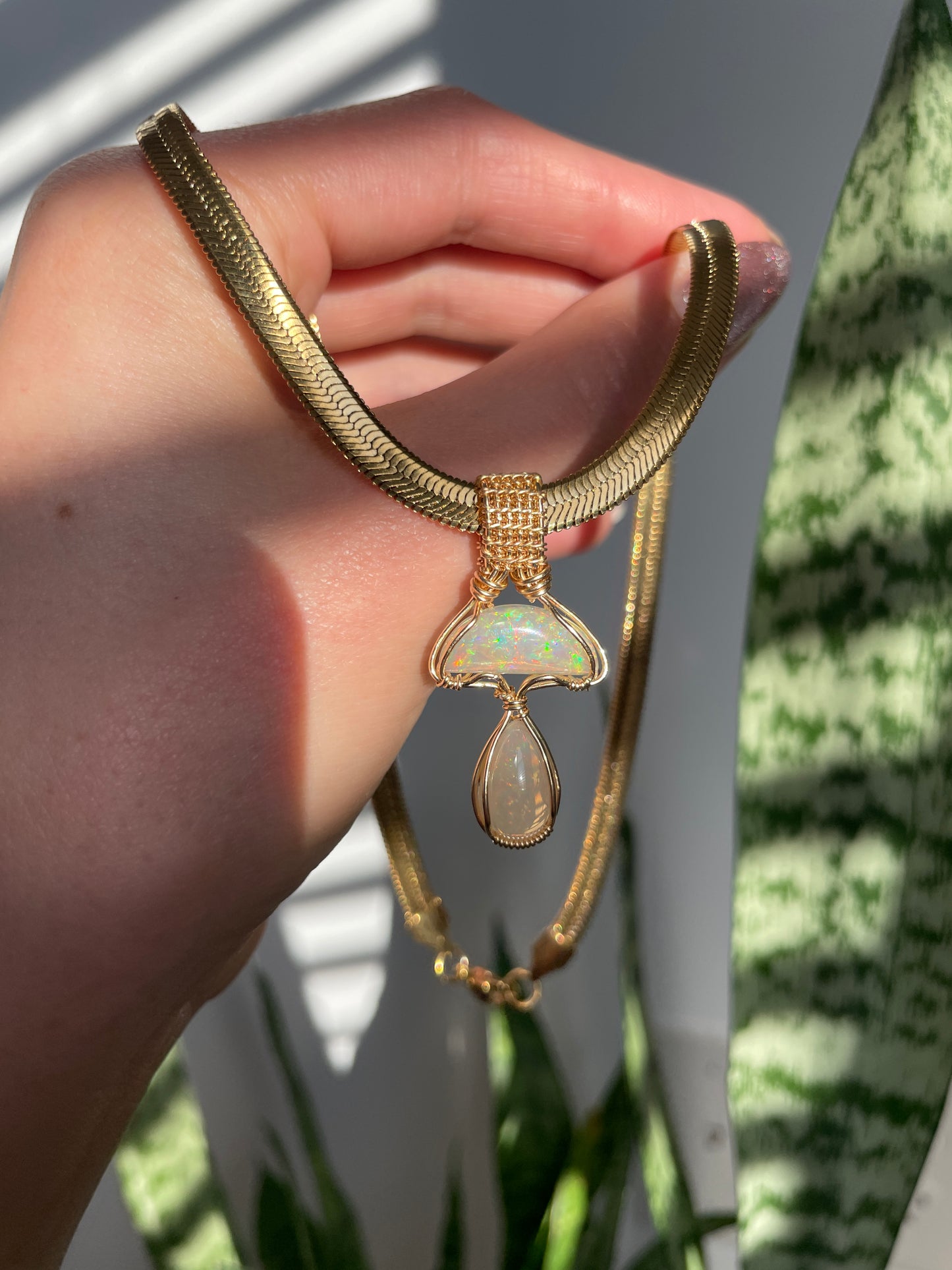 Solar Shroom: Ethiopian Opal in Gold Fill