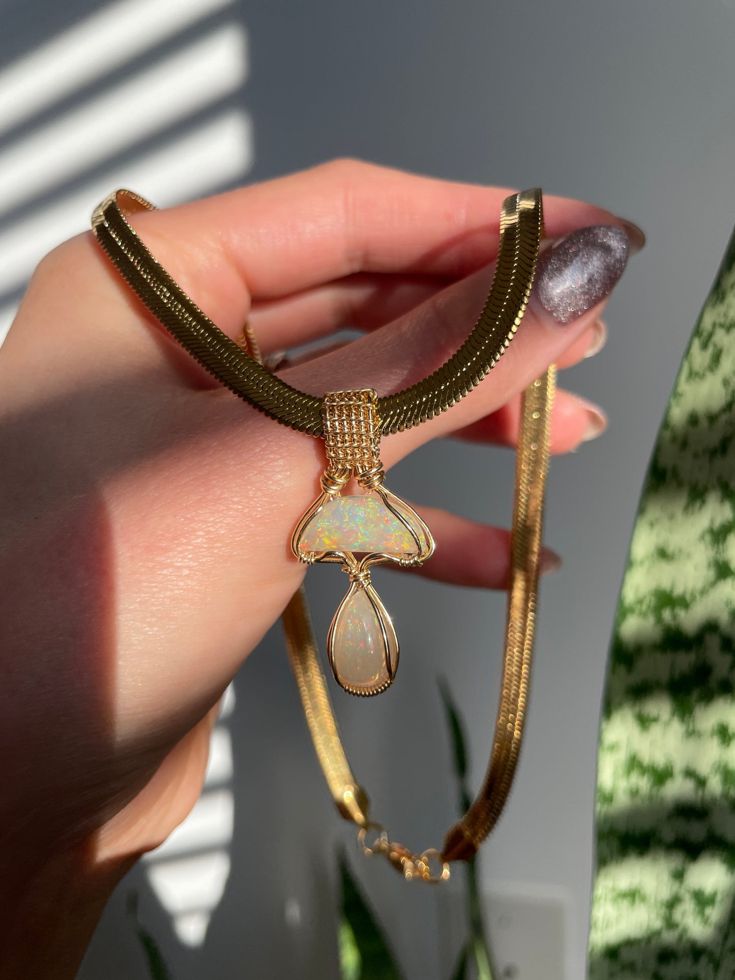 Solar Shroom: Ethiopian Opal in Gold Fill