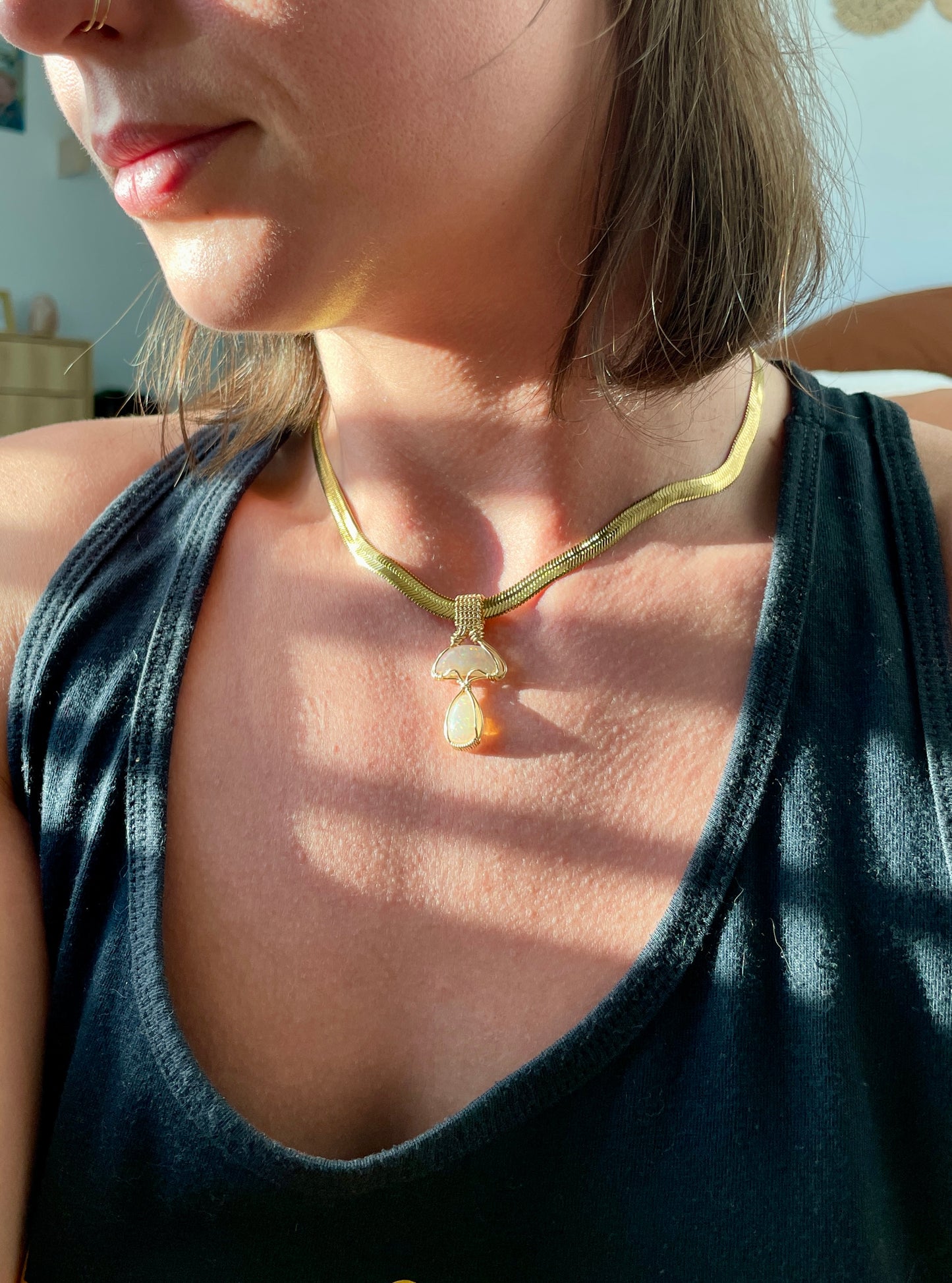 Solar Shroom: Ethiopian Opal in Gold Fill