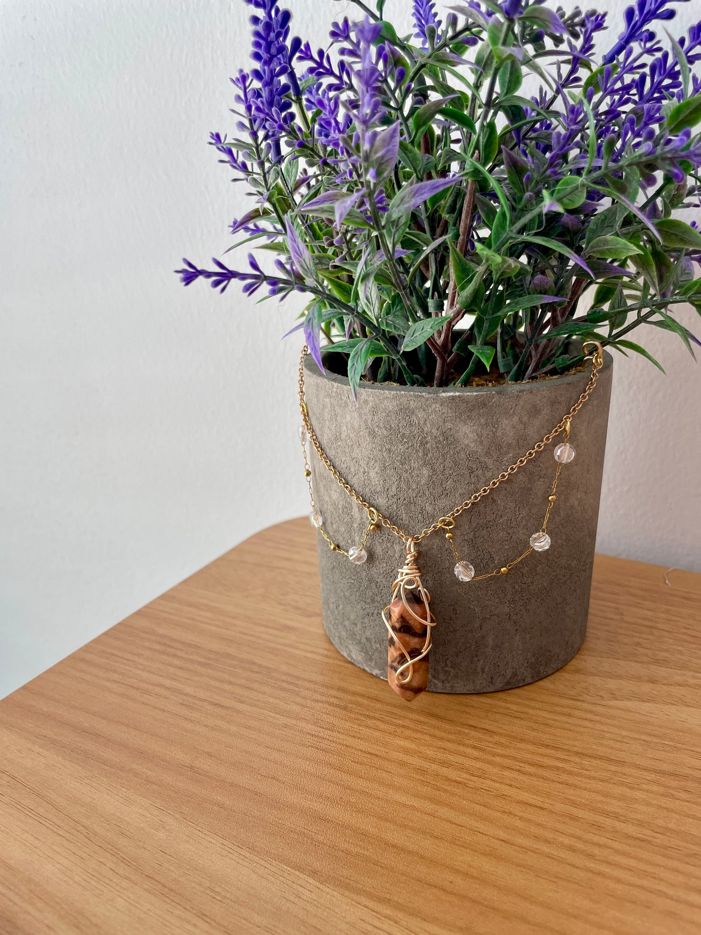 Golden Feldspar Earthline Plant Pot Necklace