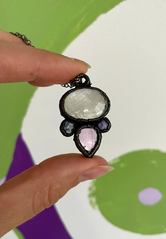 Mini Trinity Talisman – Moonstone, Amethyst & Tanzanite