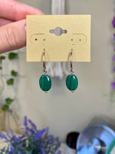 Load image into Gallery viewer, Malachite Hoops: 14k Gold Fill (small)
