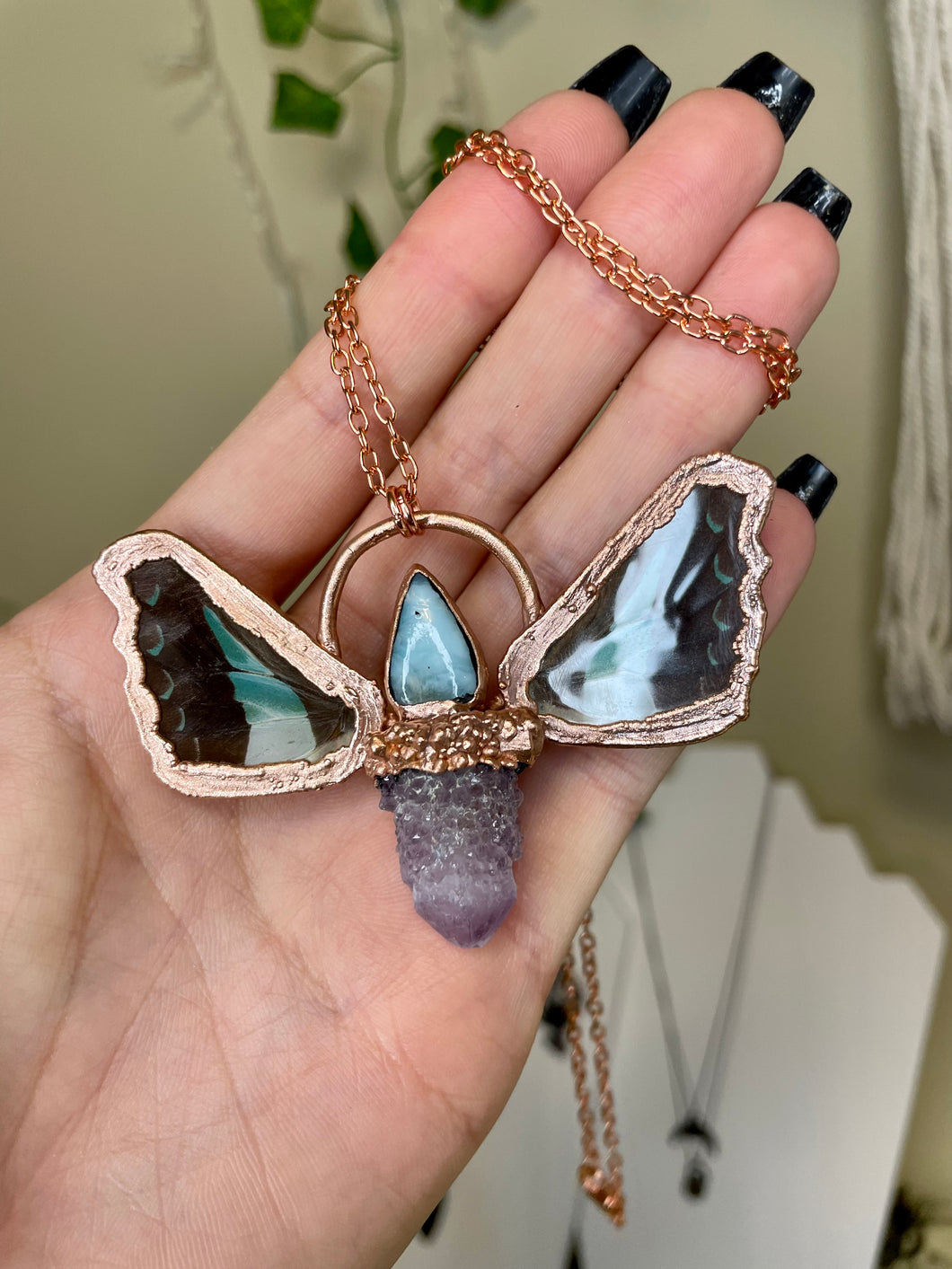 Calm And Collected: Butterfly Wings, Spirit quartz, Larimar